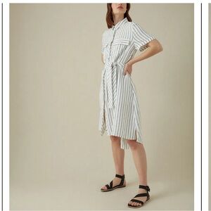 Karen Millen White Striped Shirt Dress